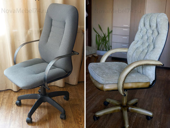 офисное кресло до и после перетяжки