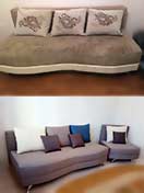 обтяжка дивана до и после