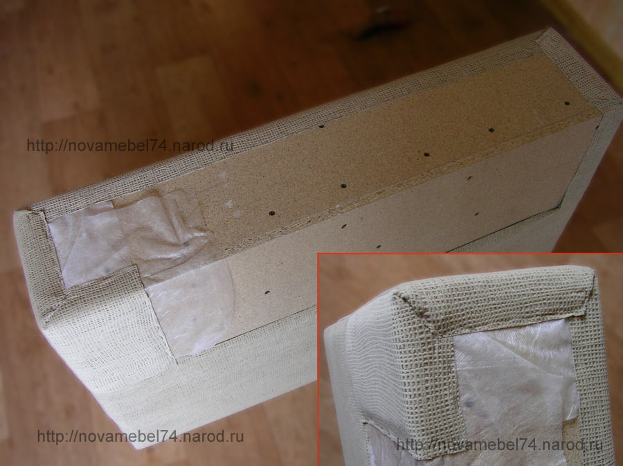обивка подлокотника дивана тканью